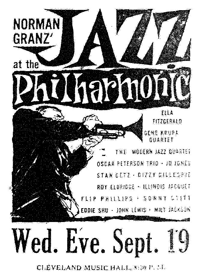 Газетная реклама концерта из цикла Jazz at the Philharmonic, 1956