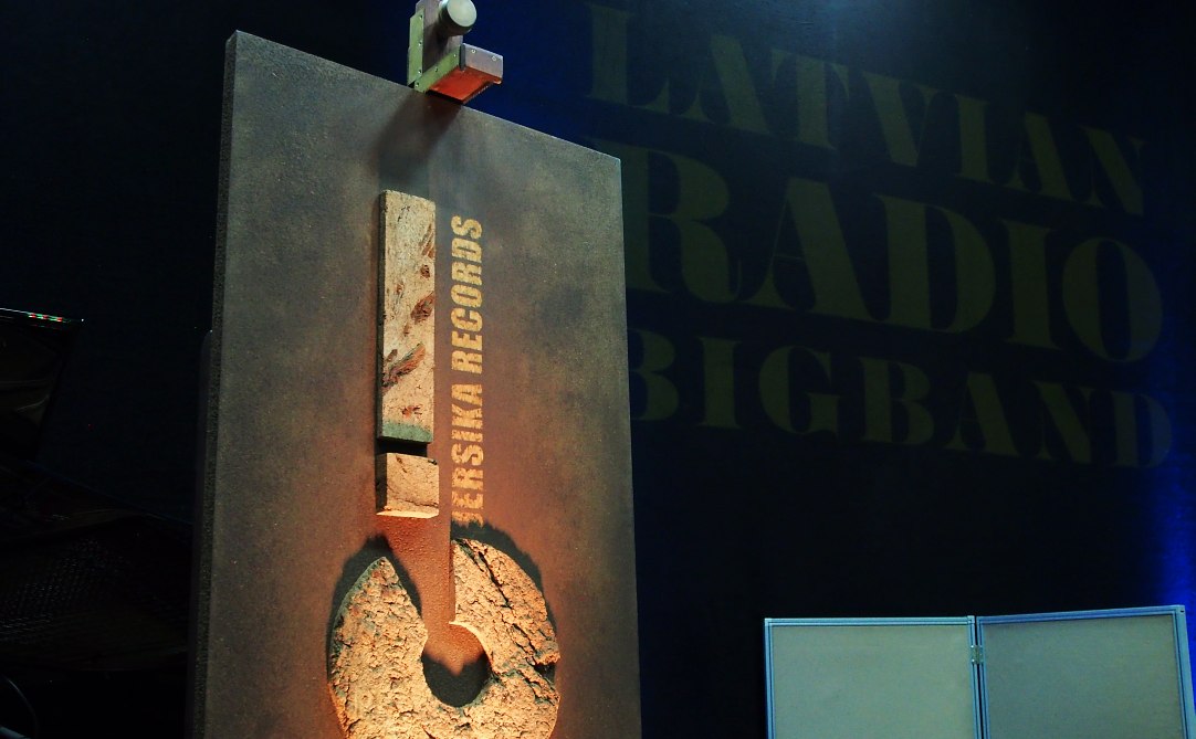 Jersika Records and Latvian Radio Big Band logos at the Spikeri recording sessions